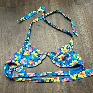 Blackbough Bikini Top Large Blue Floral Retro
